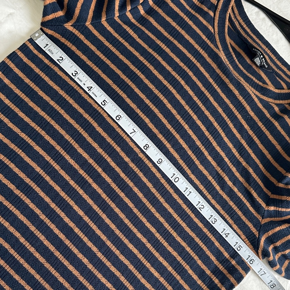 Lucky Brand Black and Brown Striped Puffed Sleeve Blouse Size Medium - Picture 8 of 9